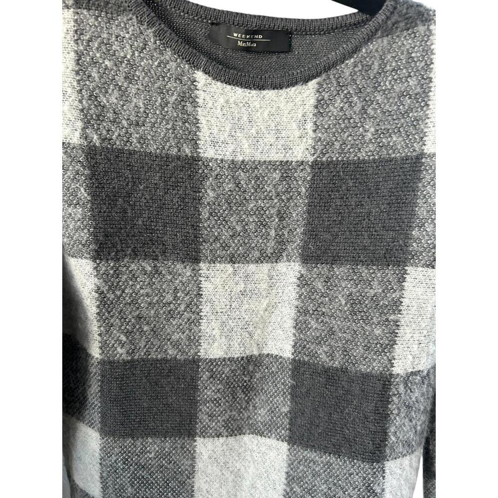 Max Mara Weekend Wool Alpaca Blend Check Sweater Gray Size Small Quiet Luxury - Picture 3 of 11